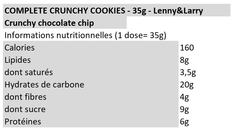 Complete crunchy cookies - Lenny&Larry - Chocolate chip